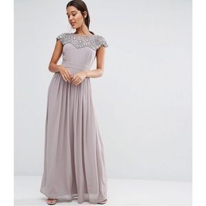 ASOS Grey Embellished Maxi Dress—SEE SIZE NOTES